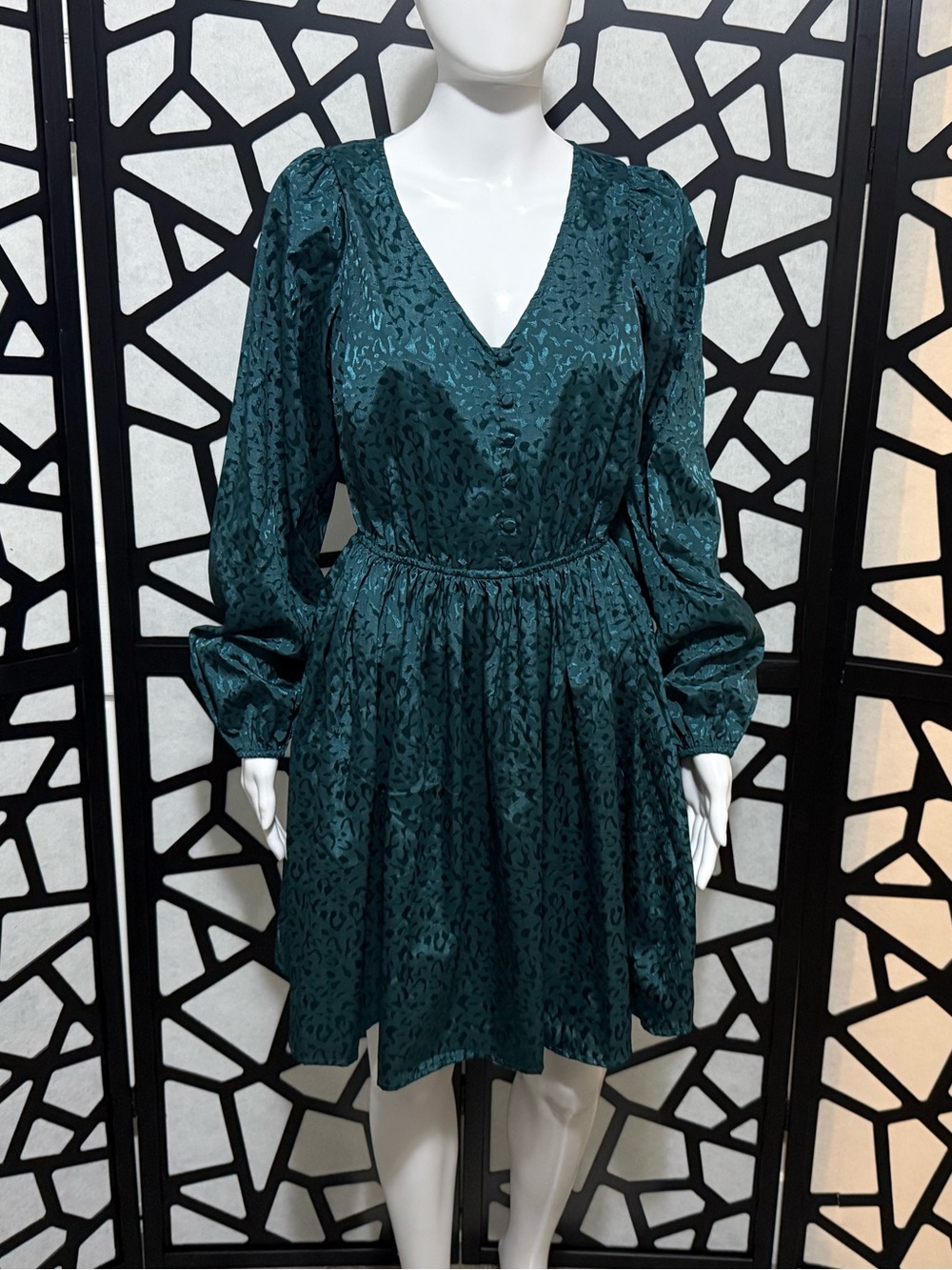 Wrangler Retro Teal Leopard Print Dress - Medium